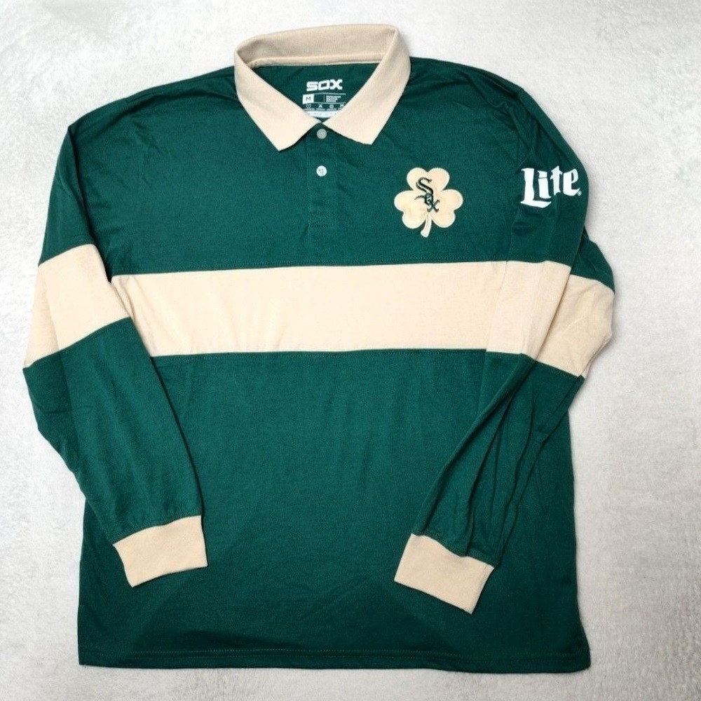 Chicago White Sox Polo Mens M Green St Patricks Day SGA MLB Baseball Shamrock